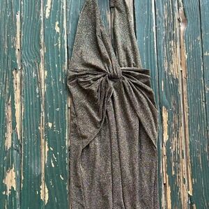 Venus black sequin maxi dress with halter neck‎ and tie back detail. Size: S